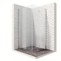 Квадратное душевое ограждение с распашными и складывающимися наружу и во внутрь дверями 